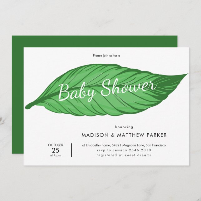 Green Leaf  Invitation (Front/Back)