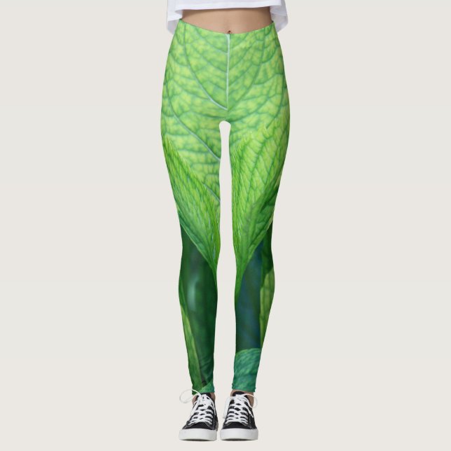 Green Leaf Leggins Leggings (Front)