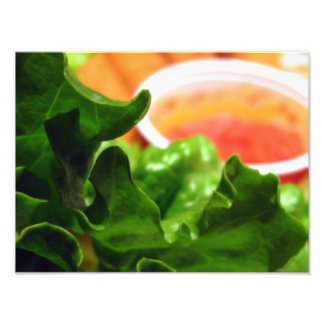 Green Leaf Lettuce with Orange Sauce Food Photo Print