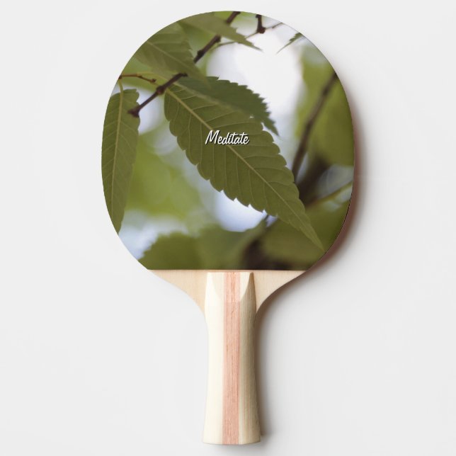 green leaf meditate nature garden photo branch ping pong paddle (Front)