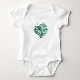 Green leaf monstera palm tropical baby bodysuit
