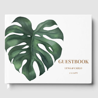 Green Leaf Monstera Wedding Guest Book