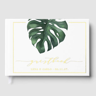 Green Leaf Monstera Wedding Guest Book