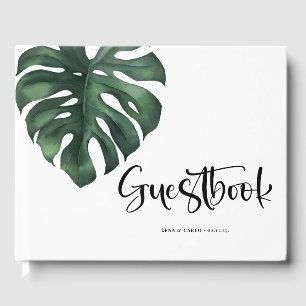 Green Leaf Monstera Wedding Guest Book