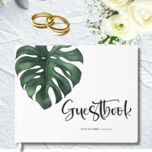 Green Leaf Monstera Wedding Guest Book