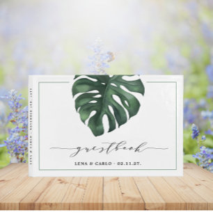 Green Leaf Monstera Wedding Guest Book