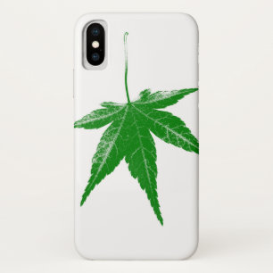 Green leaf on white iPhone x case