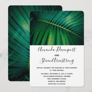 Green Leaf Palm Frond CLoesup Photo Wedding Invitation
