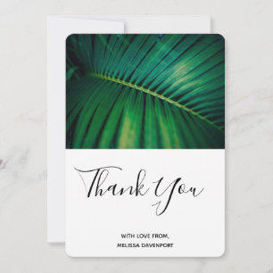 Green Leaf Palm Frond Closeup Photo Thank You Card