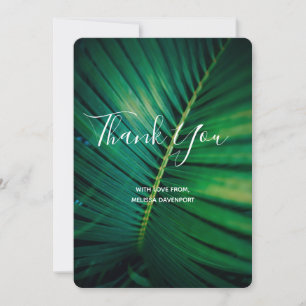 Green Leaf Palm Frond Closeup Photo Thank You Card