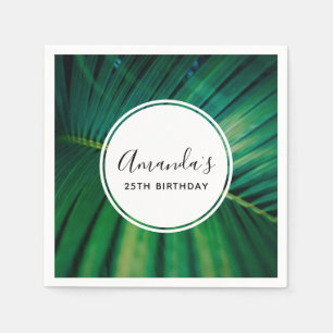 Green Leaf Palm Frond Tropical Nature Birthday Napkin