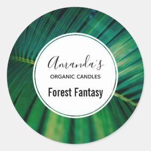 Green Leaf Palm Frond Tropical Nature Candle Classic Round Sticker