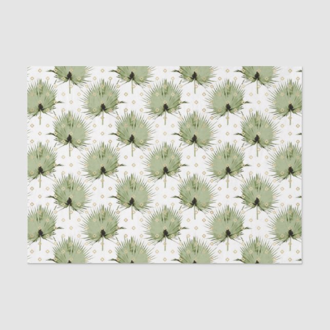 Green Leaf Pattern 13 Tissue Paper (Front)