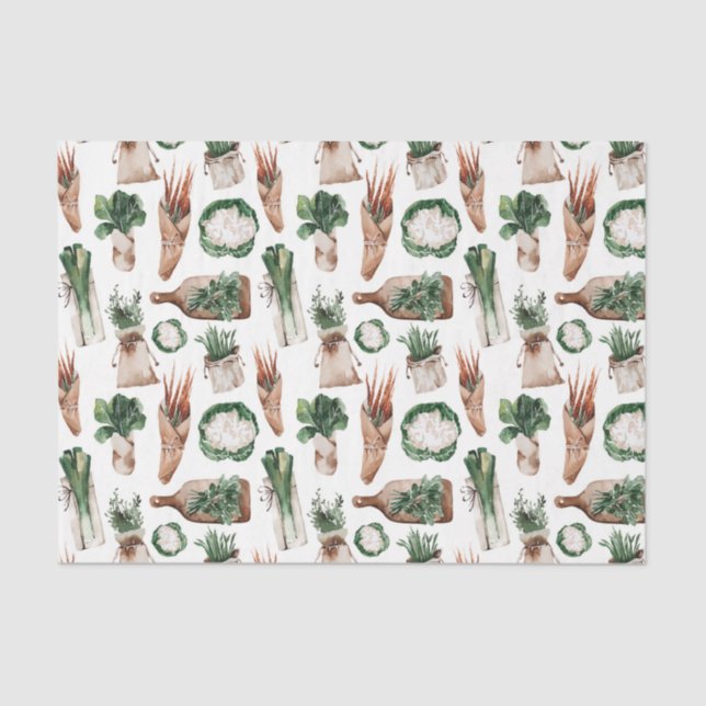 Green Leaf Pattern 14 Herbs Tissue Paper (Front)