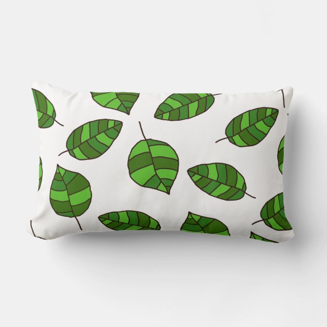 Green leaf pattern adjustable lumbar cushion (Front)