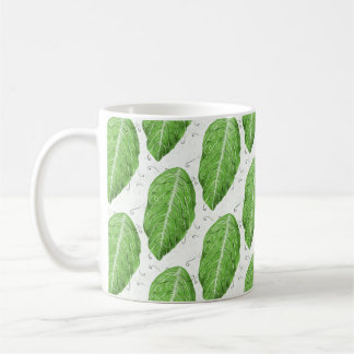 Green Leaf Pattern Botanical Coffee Mug