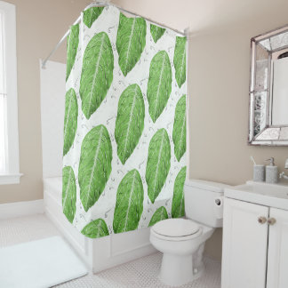 Green Leaf Pattern Botanical Shower Curtain