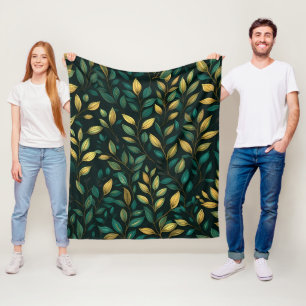 Green Leaf Pattern Fleece Blanket