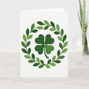 Green Leaf Pattern Good Luck Card
