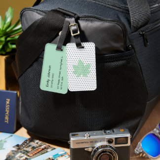 Green Leaf Pattern Luggage Tag