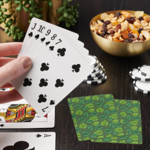 Green Leaf Pattern Poker Cards