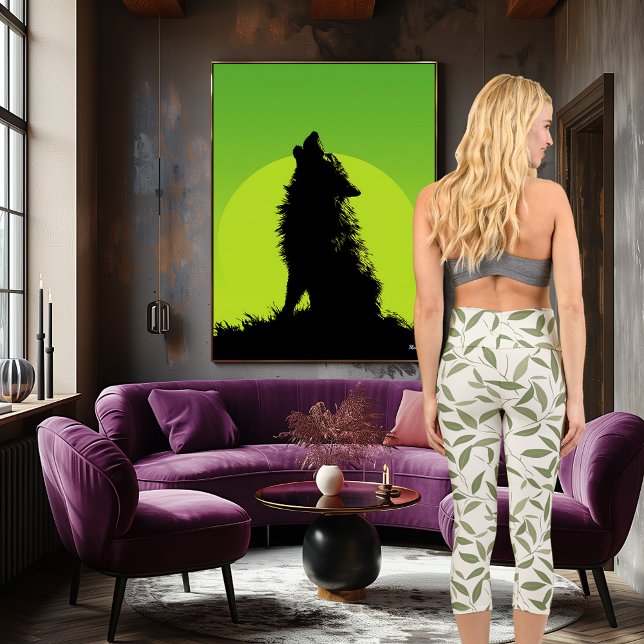 Green Leaf Pattern with Custom Text and Logo Capri Leggings (Creator Uploaded)