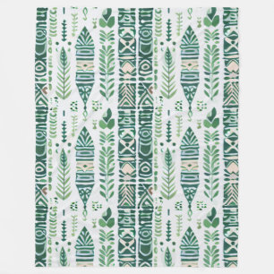  green leaf patterned  fleece blanket
