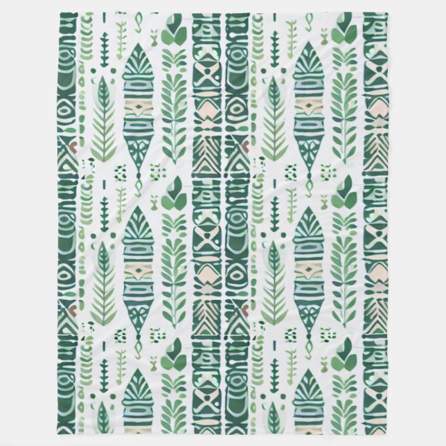  green leaf patterned  fleece blanket (Front)