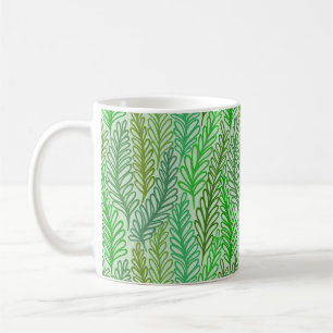 Green leaf print mug