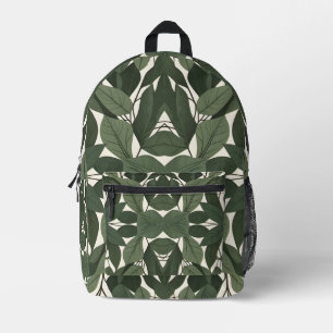 Green leaf printed backpack