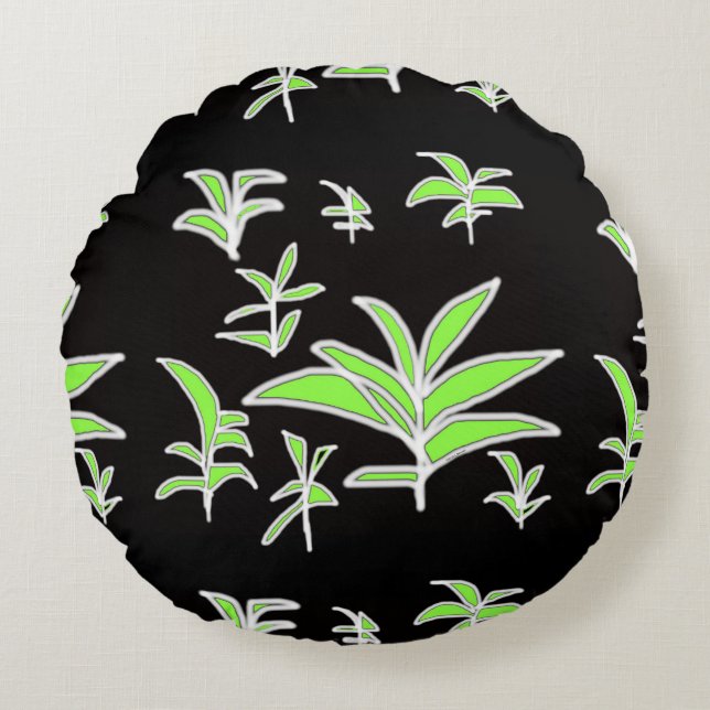 Green Leaf  Round Cushion (Front)