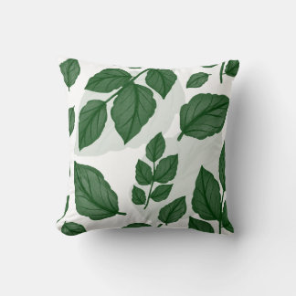 Green Leaf Seamless Nature Pattern Cushion