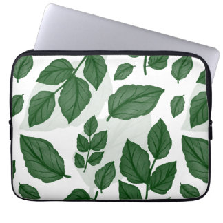 Green Leaf Seamless Nature Pattern Laptop Sleeve