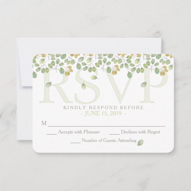 Green Leaf Simplicity RSVP 3.5x5 Enclosure Card (Front)