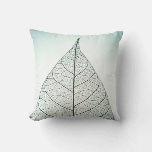 Green Leaf Skeleton Cushion (Front)