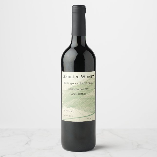 Green leaf skeletons   wine label (Front)