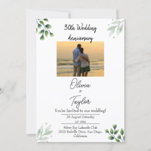 Green Leaf' Standard 30th Wedding Anniversary  Invitation