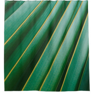 Green leaf texture plant stripes shower curtain