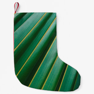 Green leaf texture plant stripes small christmas stocking