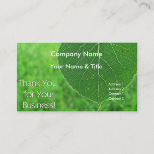 Green Leaf Thank You Business Card