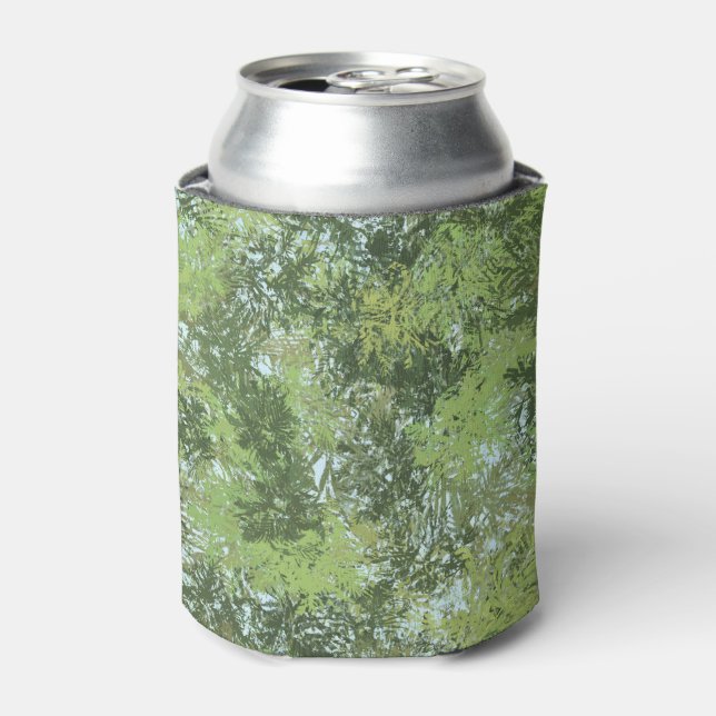Green Leaf Trees With Blue Sky Peaking Through Art Can Cooler (Can Front)