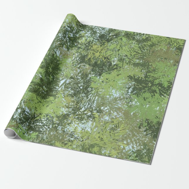 Green Leaf Trees With Blue Sky Peaking Through Art Wrapping Paper (Unrolled)