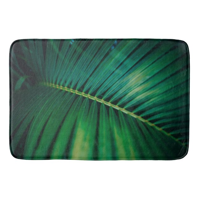 Green Leaf Tropical Forest Nature Photo Bath Mat (Front)