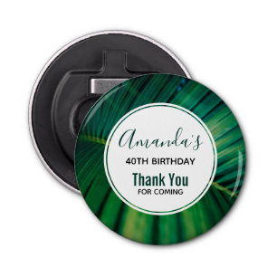 Green Leaf Tropical Forest Nature Photo Birthday Bottle Opener