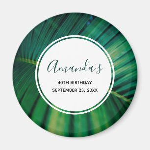 Green Leaf Tropical Forest Nature Photo Birthday Magnet