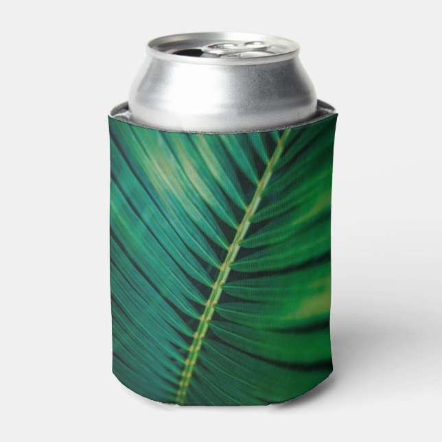 Green Leaf Tropical Forest Nature Photo Can Cooler (Can Front)