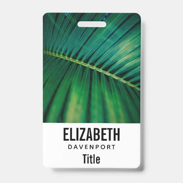 Green Leaf Tropical Forest Nature Photo ID Badge (Front)