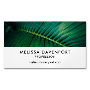 Green Leaf Tropical Forest Nature Photo Magnetic Business Card