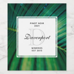 Green Leaf Tropical Forest Nature Photo Winery Wine Label