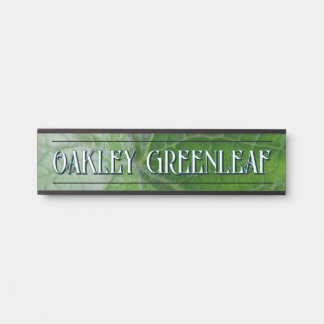Green Leaf Vein Detail Custom Name and Image Door Sign